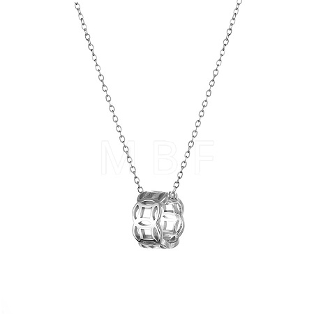 Retro Style 303 Stainless Steel Coin Circle Pendant Cable Chain Necklaces for Women FS-WG2B7EF-01-1