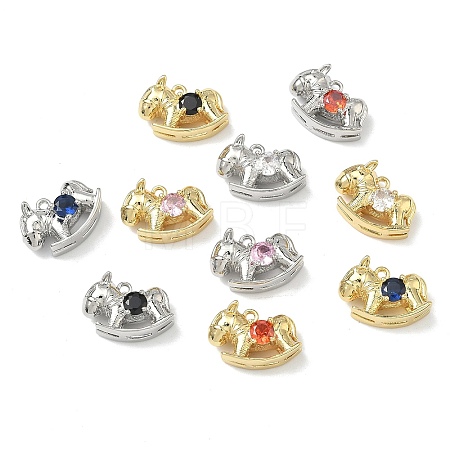 Brass Micro Pave Cubic Zirconia Pendants KK-I476-26-1
