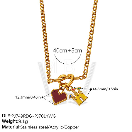 304 Stainless Steel Enamel Pendant Necklaces WGFD32A-06-1