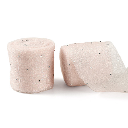 2Rolls Polyester Hot-fix Rhinestone Raw Edges Ribbon OCOR-TA0003-95F-1