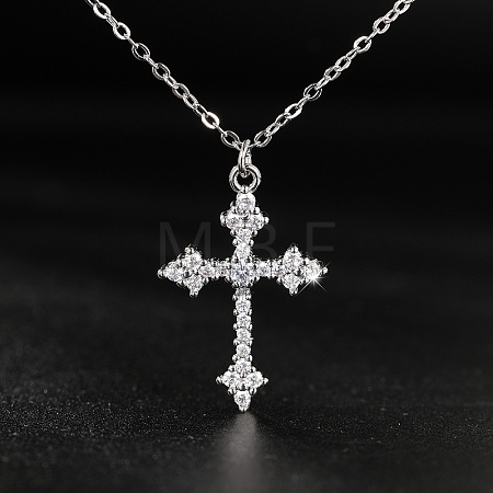 Cubic Zirconia Cross Pendant Necklace ZV5438-2-1