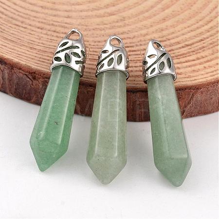 Bullet Natural Green Aventurine Pointed Pendants G-E332-C13-1