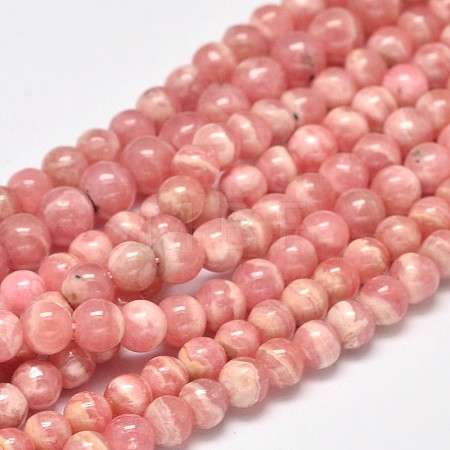 Round Natural Rhodochrosite Bead Strands G-F289-21-5mm-1