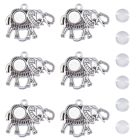 DIY Blank Dome Elephant Pendant Making Kit DIY-SC0022-08-1