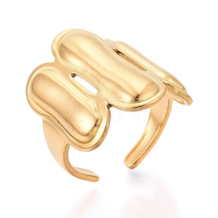 Adjustable Ion Plating(IP) 304 Stainless Steel Cuff Rings for Women RJEW-N052-10G-1