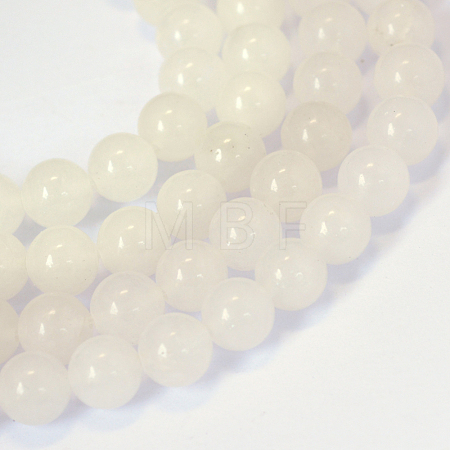 Natural White Jade Round Bead Strands X-G-E334-8mm-13-1