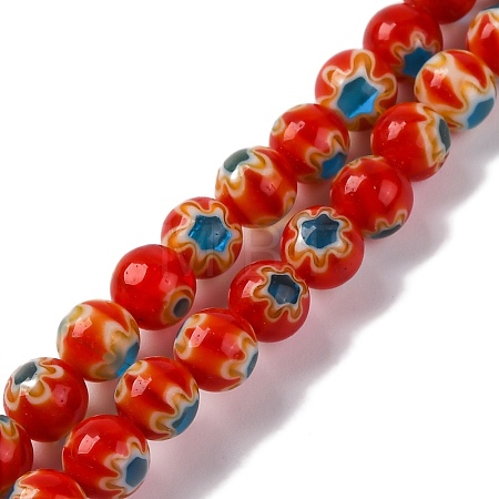 Handmade Millefiori Lampwork Beads Strands LAMP-G164-02A-1