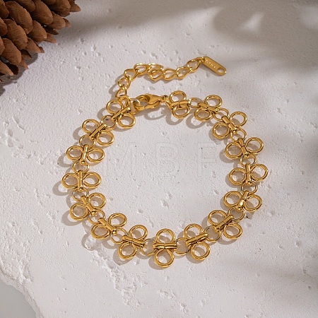 European Style 304 Stainless Steel Four-Leaf Clover Link Chain Bracelets for Women IC5351-2-1