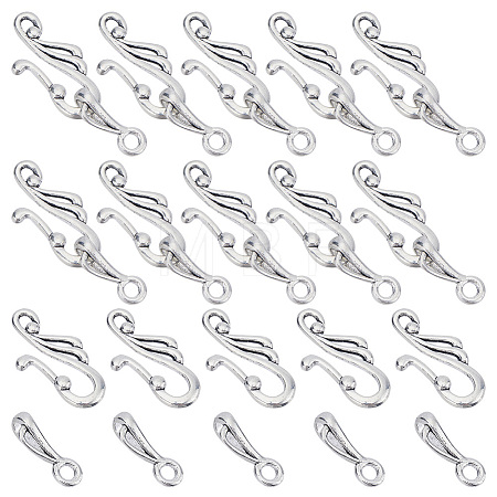 70Pcs Tibetan Style Alloy Hook and Eye Clasps FIND-SC0008-05-1