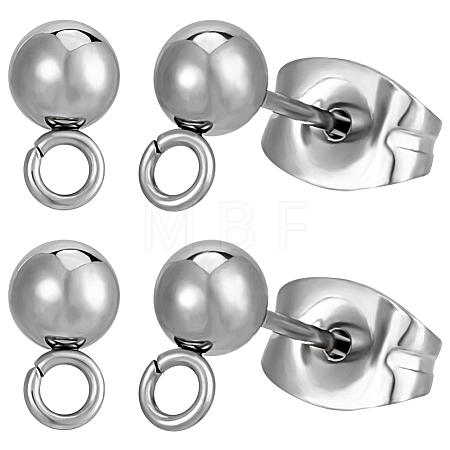 304 Stainless Steel Ball Post Stud Earring Findings STAS-BBC0004-75A-1