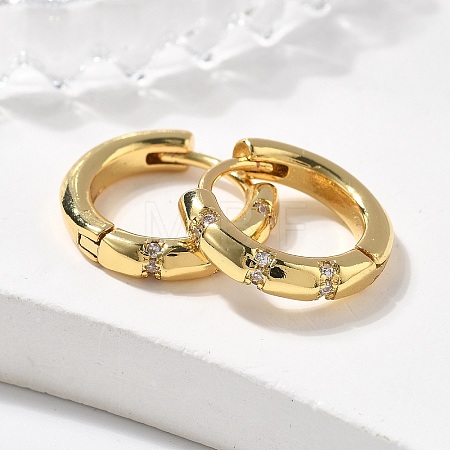 Sparkling Cubic Zirconia Huggie Hoop Earrings for Girl Women EJEW-H126-15G-1