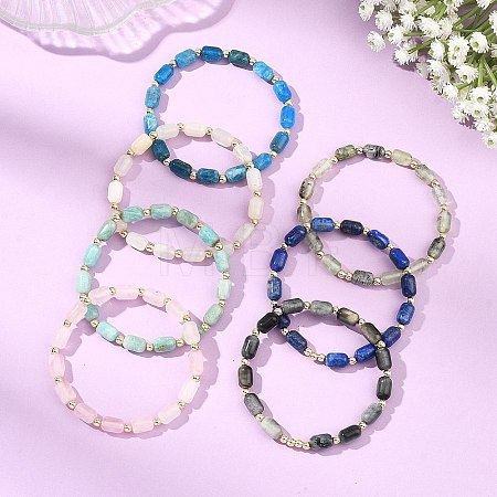 Natural Gemstone & Synthetic Non-magnetic Hematite Beaded Stretch Bracelets for Women Men BJEW-JB13827-1