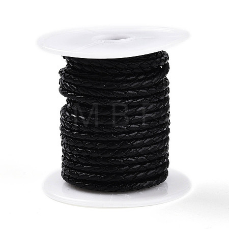 Braided Cowhide Leather Cord NWIR-N005-01C-6mm-1