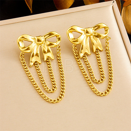 304 Stainless Steel Chain Tassel Stud Earrings FS-WGE7D75-04-1