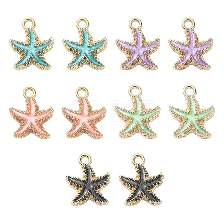 10Pcs 5 Colors Alloy Enamel Pendants ENAM-YW0002-66-1