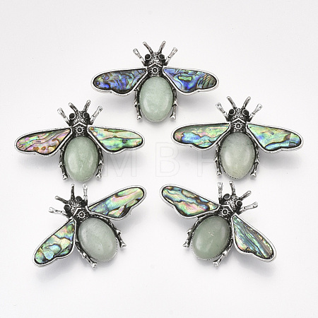 Natural Green Aventurine Brooches/Pendants G-S353-08H-1