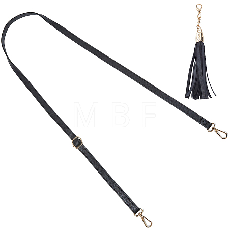 1Pc Black PU Imitation Leather Adjustable Bag Straps PURS-CL0001-53-1