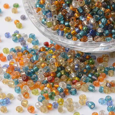 8/0 Silver Lined Round Glass Seed Beads X-SEED-K003-3mm-M07-1