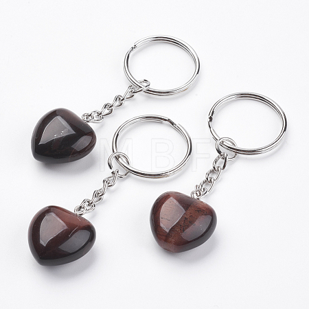 Dyed & Heated Natural Red Tiger Eye Keychain KEYC-F019-02G-1