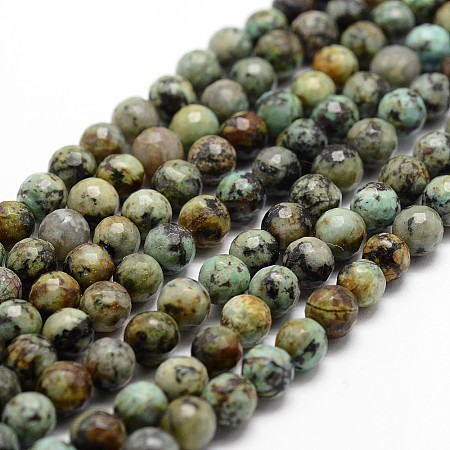 Natural African Turquoise(Jasper) Beads Strands G-G736-09-6mm-1