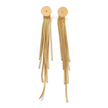 Brass Snake Chain Tassel Stud Earring Findings X-KK-G510-20G-1