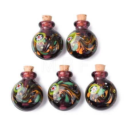 Handmade Lampwork Perfume Bottle Pendants LAMP-H072-01B-1