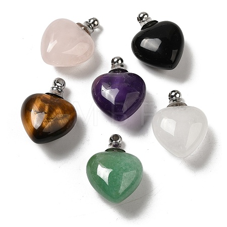 Natural Mixed Gemstone Perfume Bottle Pendants G-Z039-03P-1