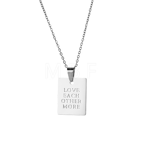 304 Stainless Steel Inspirational LOVE EACH OTHER MORE Dog Tag Pendant Necklaces for Women WG6E5CF-01-1