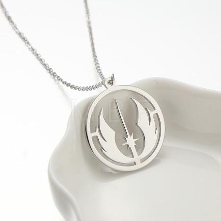 304 Stainless Steel Hollow Pendant Necklaces FS-WGE7531-05-1