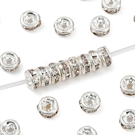 Rack Plating Rondelle Brass Grade A Crystal Rhinestone Spacer Beads RB-D300-S-1