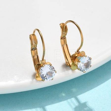 Flat Round 201 Stainless Steel Leverback Earrings EJEW-D354-19G-1
