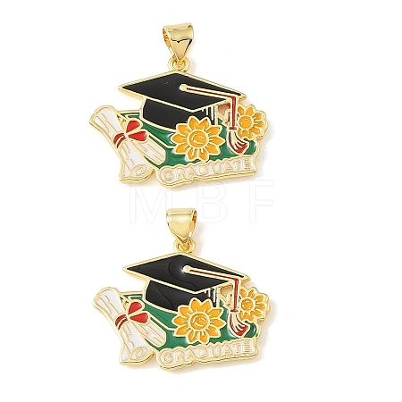 Graduation Season Brass Enamel Pendants KK-CBAF2EC-03G-C05-1