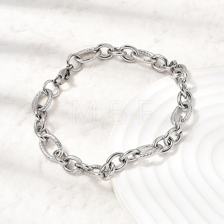201 Stainless Steel Figaro Chain Bracelets for Men STAS-T077-13P-1