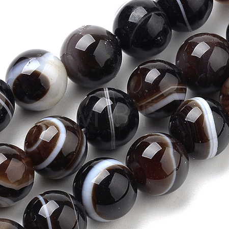 Natural Striped Agate/Banded Agate Beads Strands G-S259-04A-4mm-1