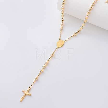 Vintage 304 Stainless Steel Column Rosary Bead Necklaces VY6657-3-1