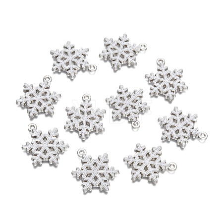 Snowflake Alloy Enamel Pendants X-ENAM-R041-34-1