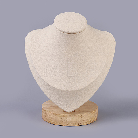 Microfiber Wooden Necklace Displays NDIS-O008-03A-S-1