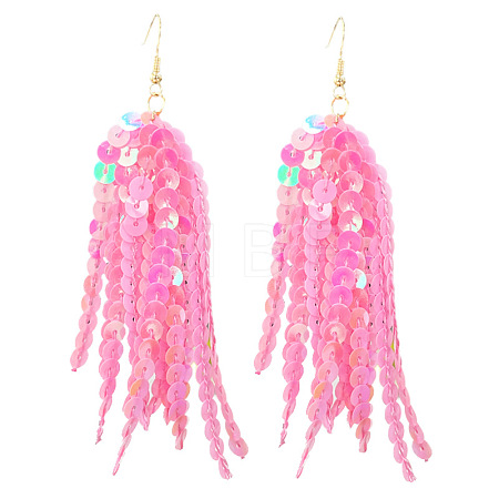 Acrylic & Plastic Glitter Tassel Dangle Earrings FS-WGEB983-06-1