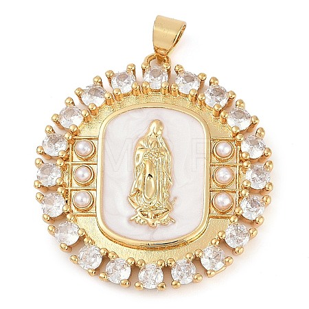 Rack Plating Brass Micro Pave Clear Cubic Zirconia Pendants KK-P287-36D-G-1