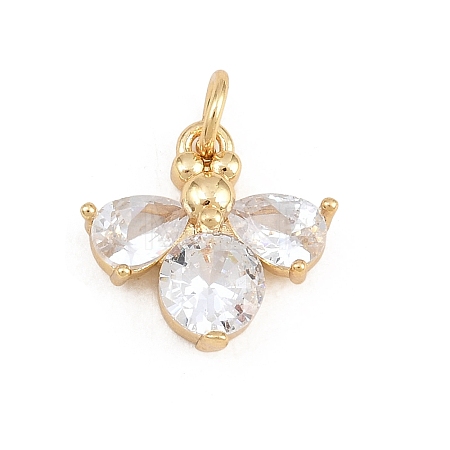 Brass Micro Pave Clear Cubic Zirconia Charms KK-E798-08A-G-1