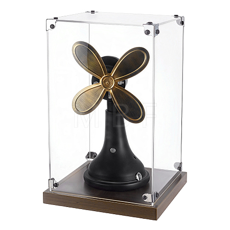 Transparent Acrylic Minifigure Display Cases with Wooden Base ODIS-WH0030-298A-1