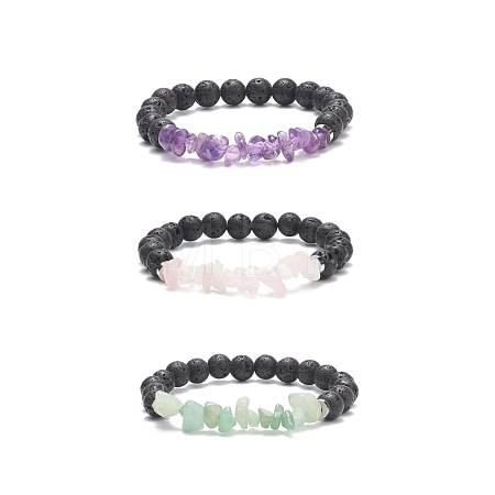 Natural Mixed Stone Chips Stretch Bracelets BJEW-JB08718-1