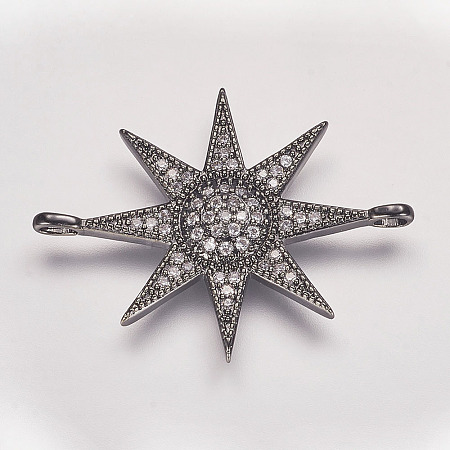 Brass Micro Pave Cubic Zirconia Links ZIRC-P049-17B-1