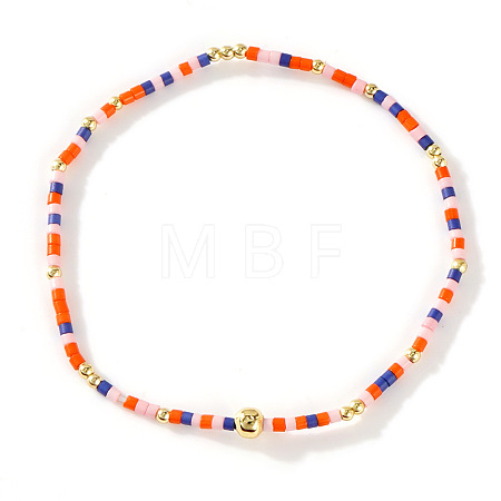 Bohemian Glass Seed Beads & Brass Stretch Bracelets for Women TI8364-8-1
