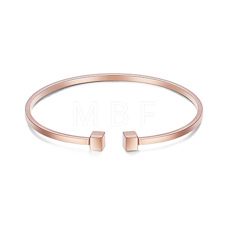 Simple Design Real Rose Gold Plated Cuff Bangle JB248A-1