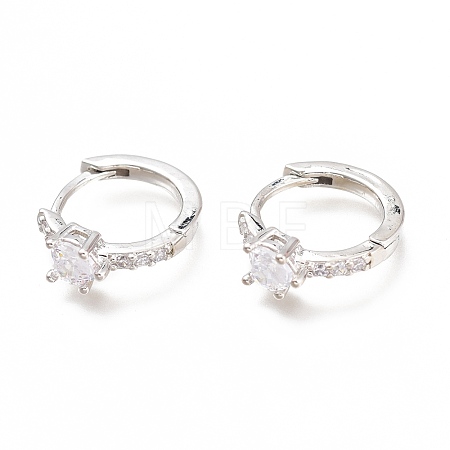 Brass Micro Pave Clear Cubic Zirconia Huggie Hoop Earrings ZIRC-H102-13P-1