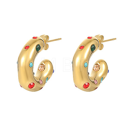 304 Stainless Steel C Shaped Stud Earrings HH9733-2-1