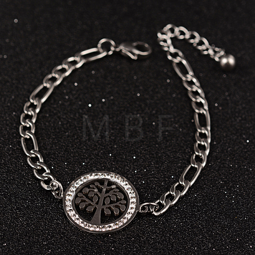 Tree of Life 304 Stainless Steel Link Bracelets BJEW-L576-22P-1