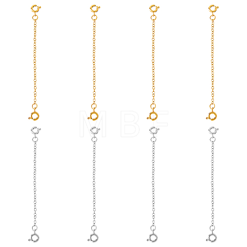 8Pcs 2 Colors 304 Stainless Steel Extender Chain with Spring Ring Clasps DIY-FH0004-99-1