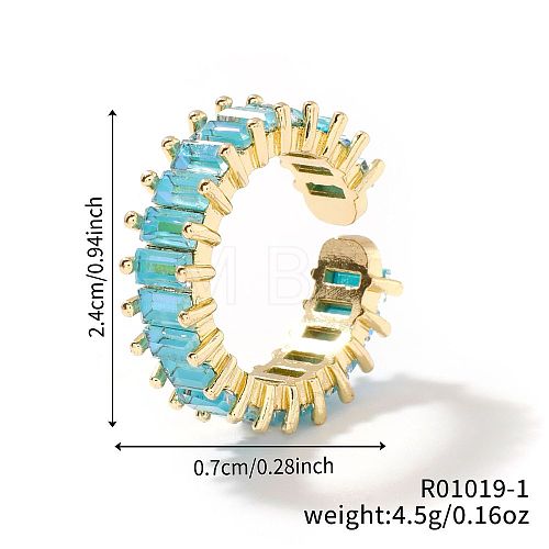 Brass Glass Cuff Rings ZQ1341-1-1